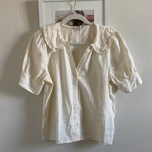 Madewell Linen-Blend Peter Pan Collar Shirt Size 6